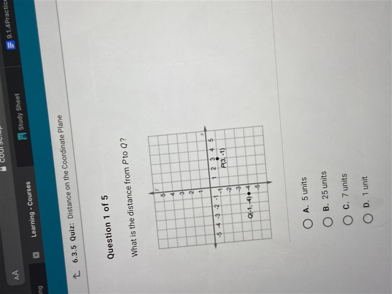 What is the distance from p to q-example-1