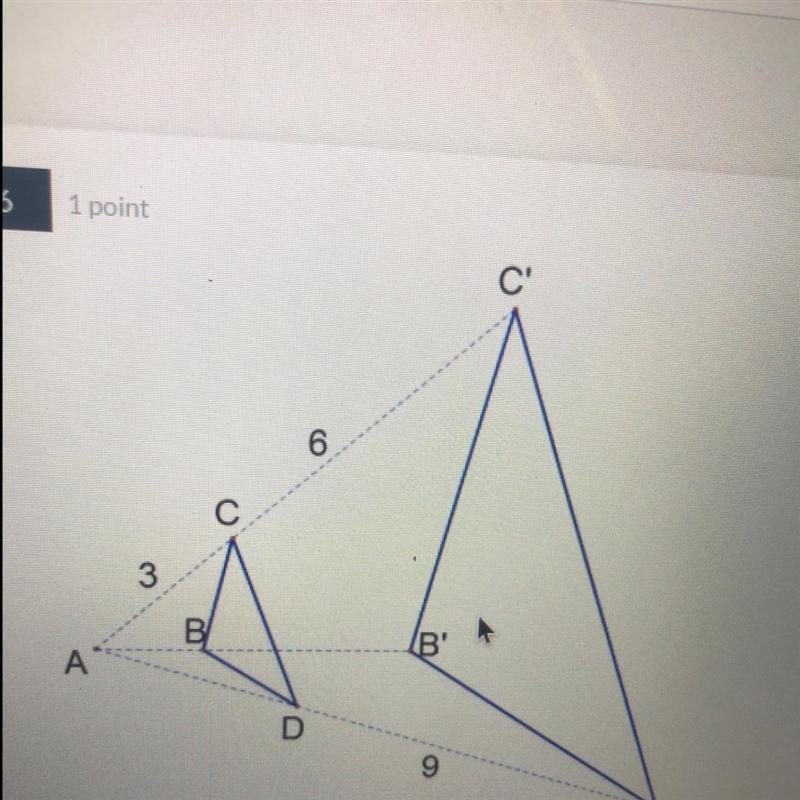 What is the scale factor of the dilation? 2 3 1/2 1/3-example-1