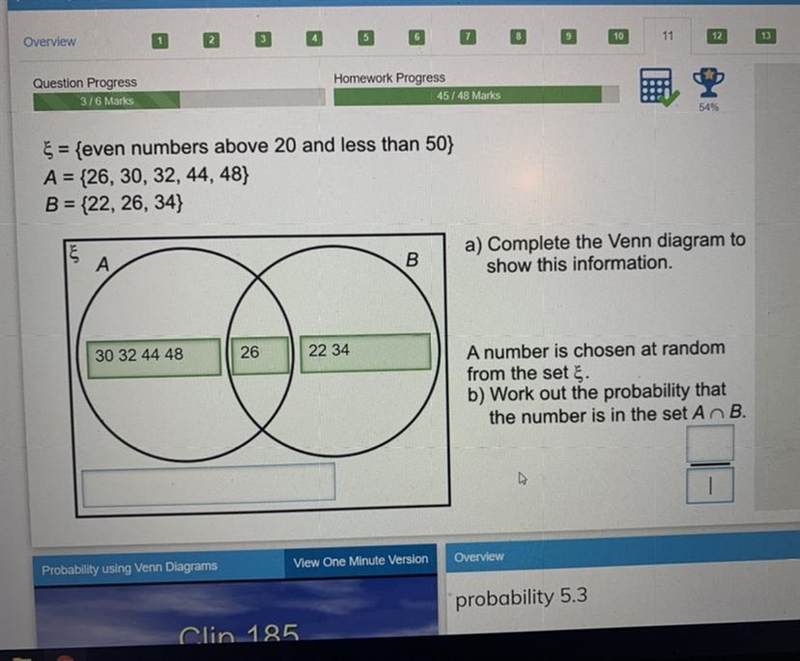 B)work out the probably that the number is in the set AnB-example-1