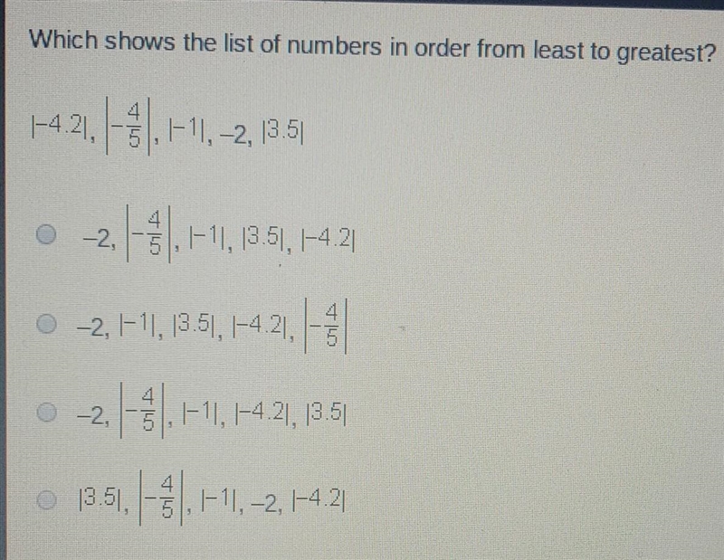 HURRY HELP WILL MARK BRAILIEST!! WHICH SHOWS THE LIST OF NUMBERS IN ORDER FROM LEAST-example-1