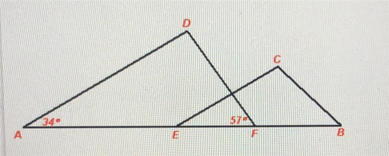 In the accompanying diagram, AEFB, AD II EC , DF || CB, mDAE = 34 and m DFE = 57. Find-example-1