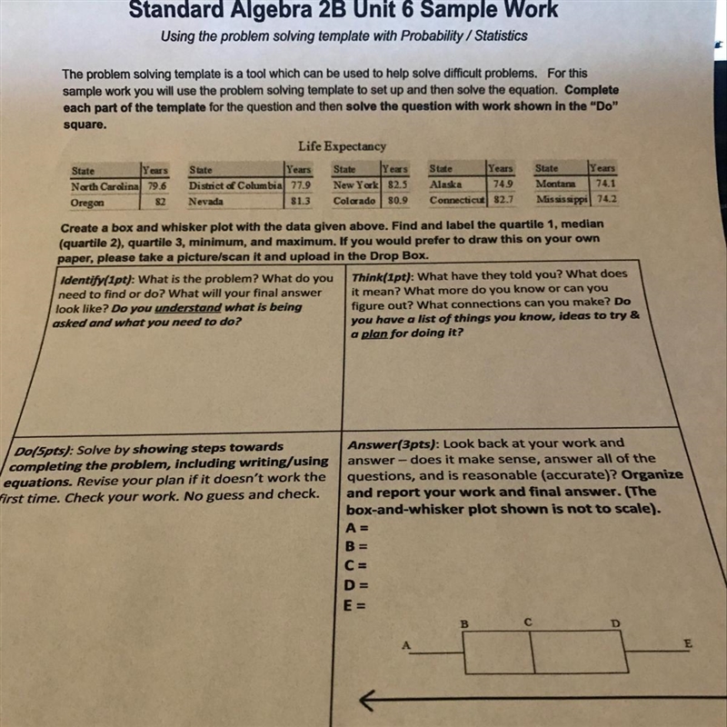 create a box and whisker plot with the data given above. find and label the quartile-example-1