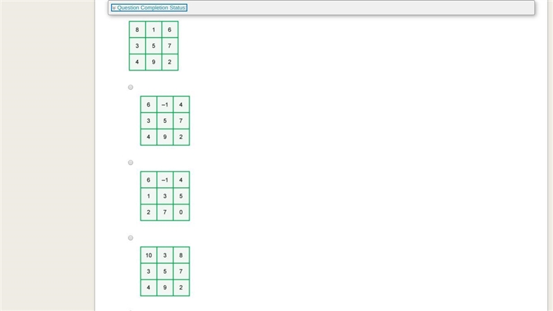 Which magic square results from adding -2 from this original magic square? The answer-example-1