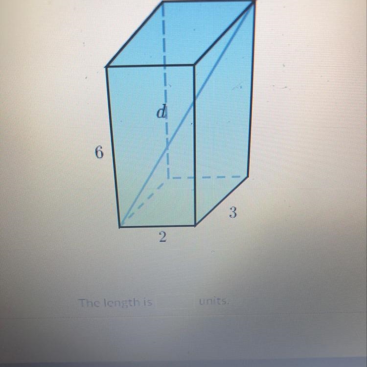 Pythagorean theorem in 3D What is the length of the diagonal, d, of the rectangular-example-1