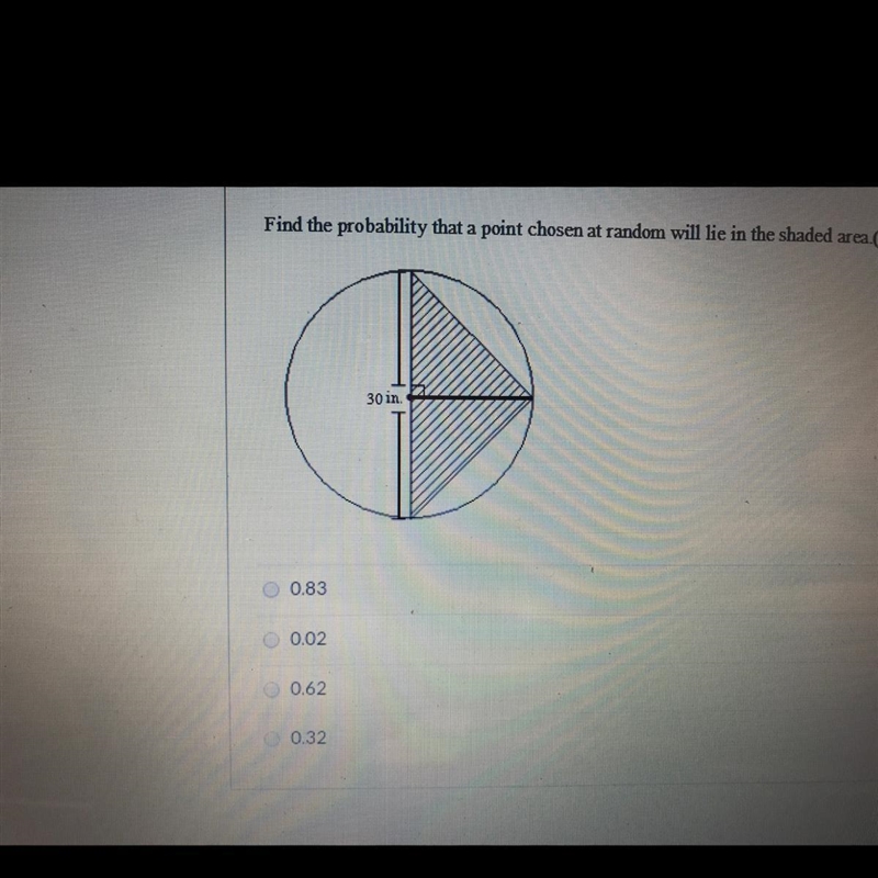 What is the probability that a point chosen at random will lie in the shaded area-example-1