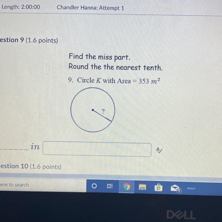 Find the missing part . Round to the nearest tenth.-example-1