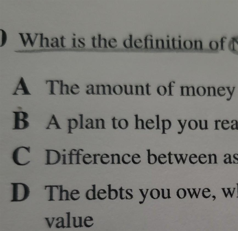 What is the definition of Net Worth? ​-example-1