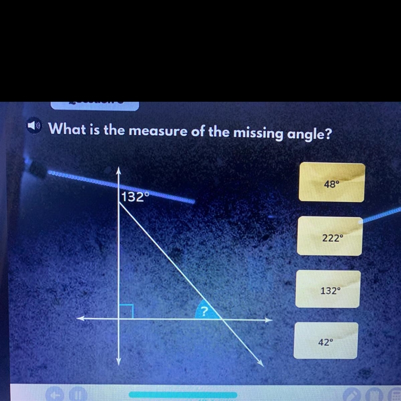 What is the measure of the missing angle-example-1