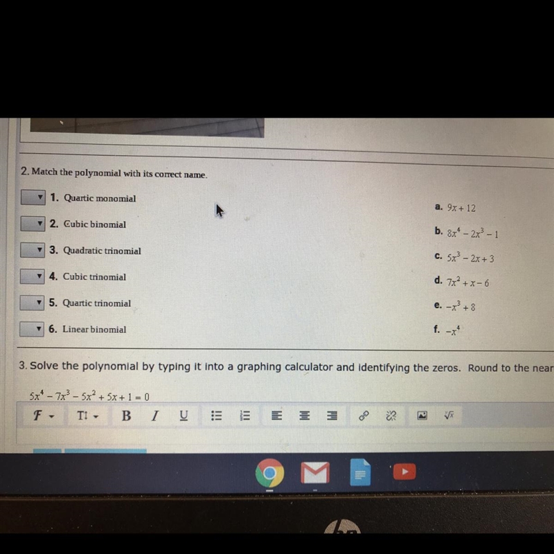 Match the polynomial with its correct name. Help ASAP PLEASE!!!!!!!!!!-example-1