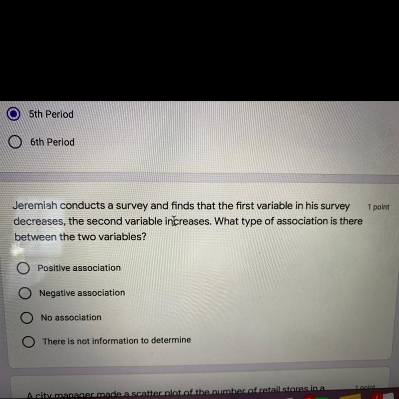 Jeremiah conducts a survey and finds that the first variable in his survey decreases-example-1