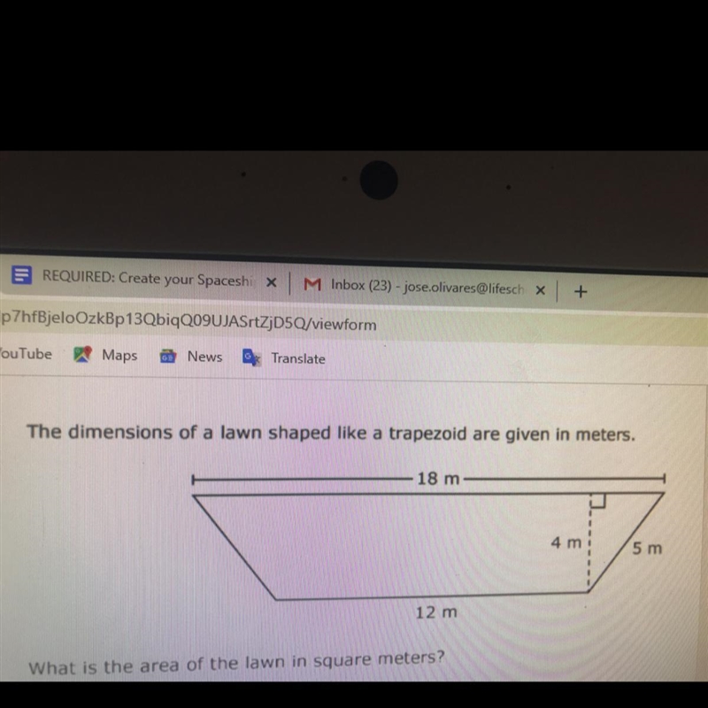 HELP!!! What is the area of the lawn in square meters-example-1