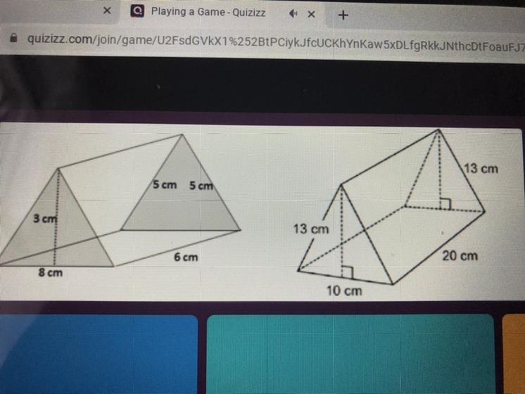 What is the difference in LATERAL surface area of the prisms shown?-example-1