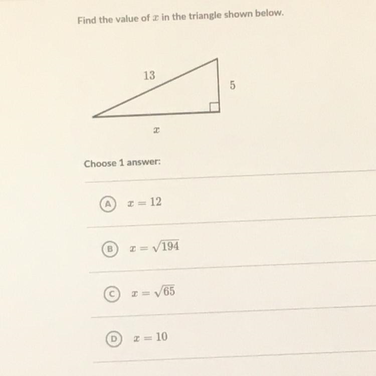 What is the value of x in the triangle-example-1