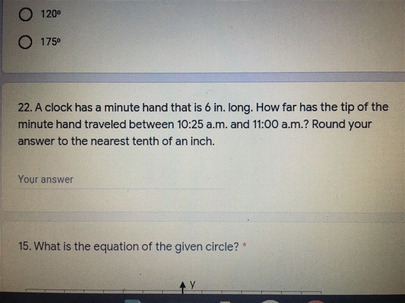 Will give brainless!!!A clock has a minute hand that is 6 in. Long. How far has the-example-1