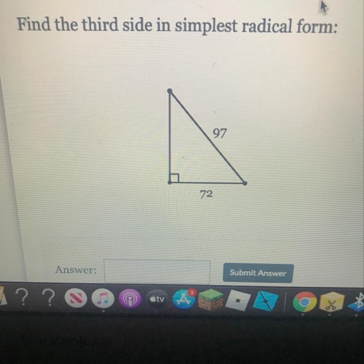 Find the third side in simplest can anybody help ?-example-1