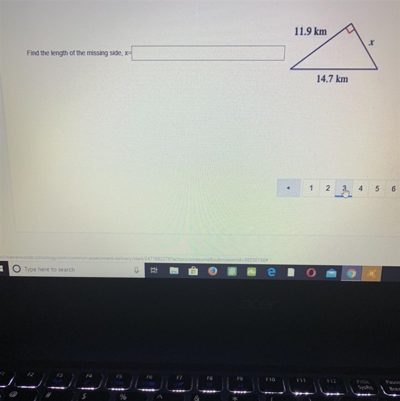 Find the length of the missing side, x=-example-1