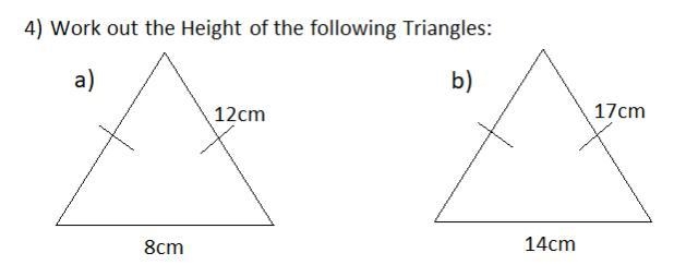 Work out the height of the following triangles-example-1