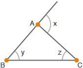 Which relationship is always true for the angles x, y, and z of triangle ABC?-example-1