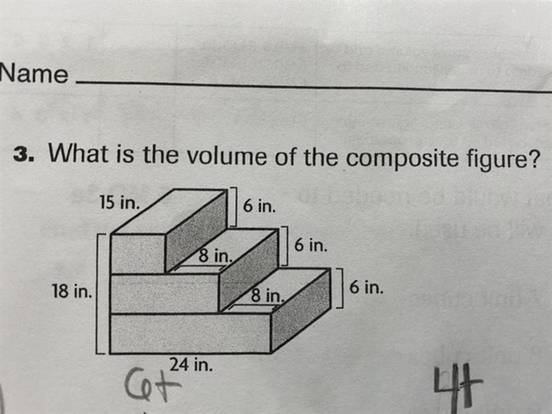 What is the volume of the composite figure? Don’t mind the 6 and 4 that was written-example-1