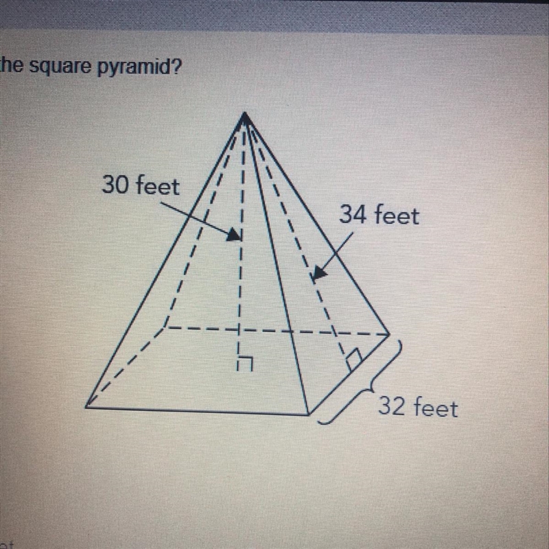 What is the volume of the square pyramid ? A. 2530 cubic feet B. 10,240 cubic feet-example-1