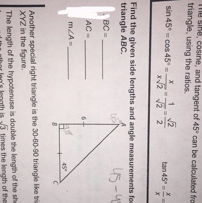 BC= AC= m When it’s a 45-45-90 triangle-example-1