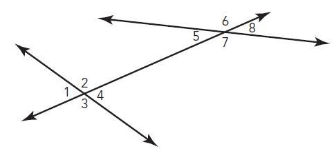 Which angles are vertical angles in the figure shown? Select two answers. A. ∠1 and-example-1