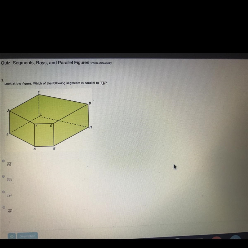 Look at the figure. Which of the following segments is parallel to AB? G FG BG-example-1