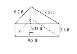 Find the surface area of the prism. A. 128.354 ft^2 B. 145.334 ft^2 C. 142.144 ft-example-1