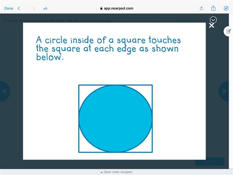 Find the area of the square. Explain.-example-1