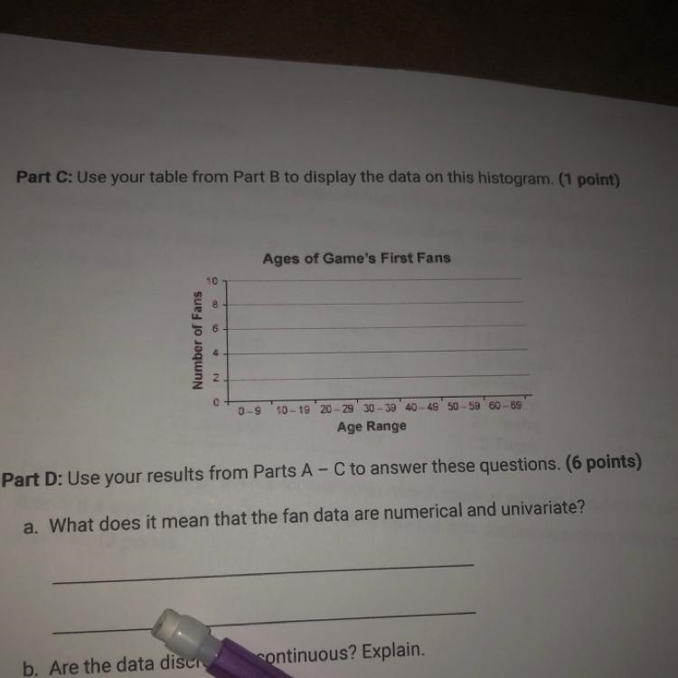 What does it mean that the fan data are numerical and univariate?-example-1