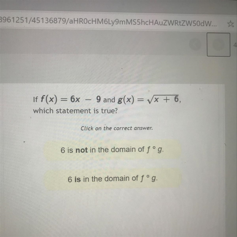 If f(x) = 6x 6x – 9 and g(x) = (x + 6, which statement is true?-example-1