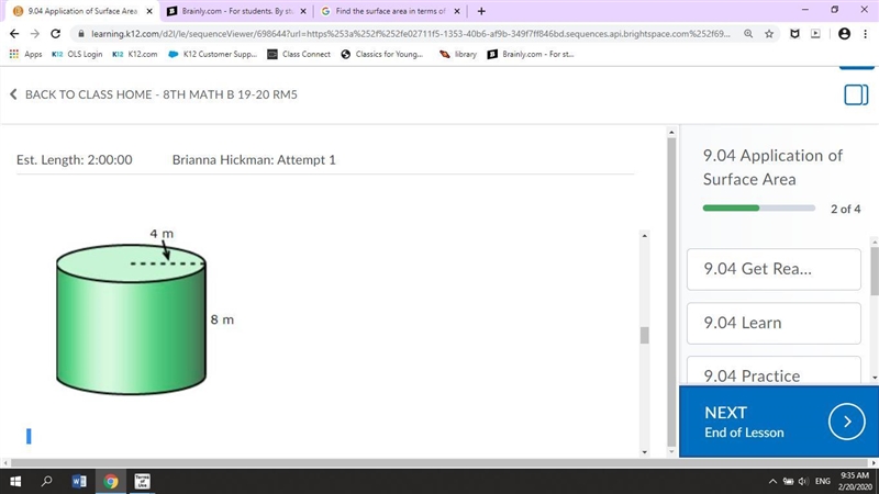 Find the surface area in terms of π Question 3 options: 32 m2 64 m2 80 m2 96 m2-example-1