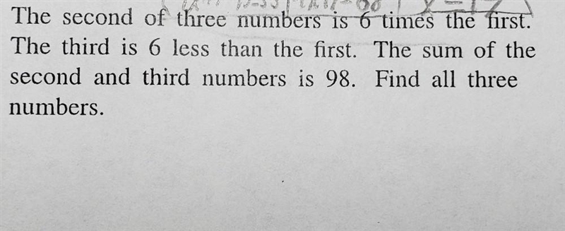 the second of the three is 6 times the first. the third is 6 less than the first. the-example-1