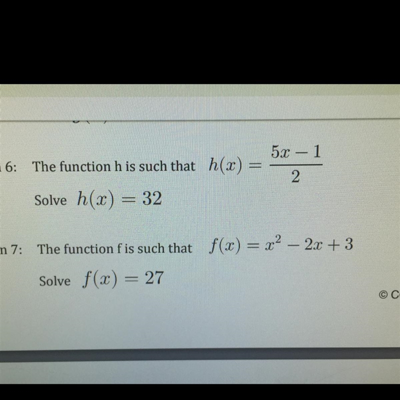 The function f is such that f(x) = x^2 – 2x + 3 Solve f(x) = 27 (The bottom question-example-1