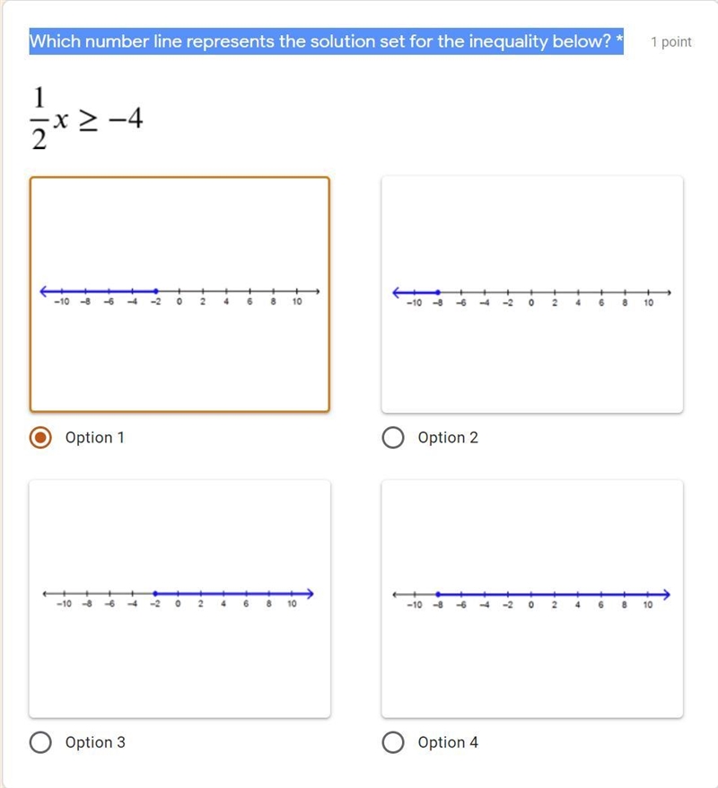 Which number line represents the solution set for the inequality below?-example-1