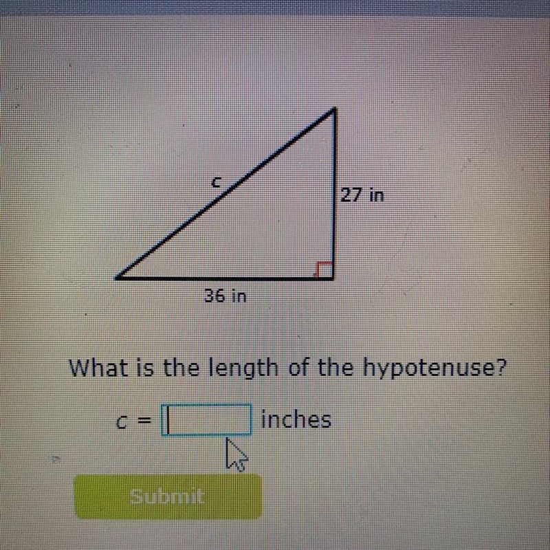 What is the length of the hypotenuse-example-1