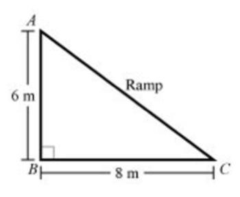 What is the length, in meters, of the ramp, line segment AC, below? Round to the nearest-example-1