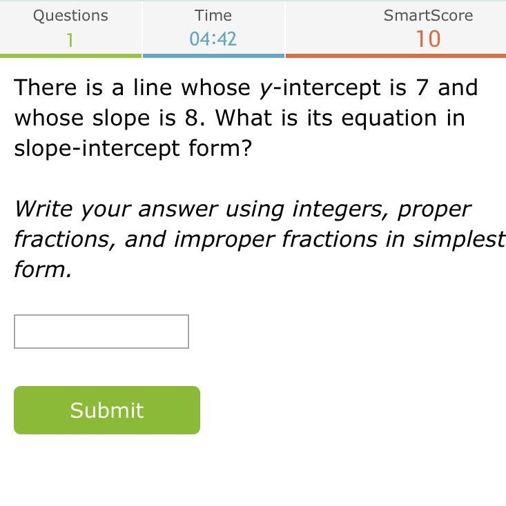 There is a line whose y-intercept It’s seven and whose slope is eight. What is it-example-1