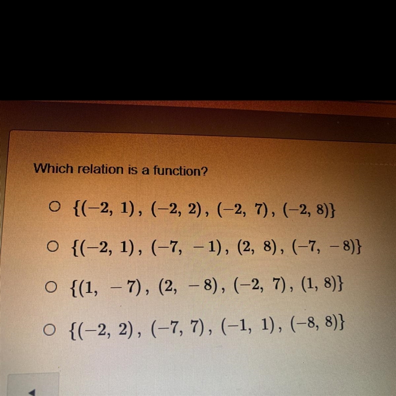 Which relation is a function?-example-1