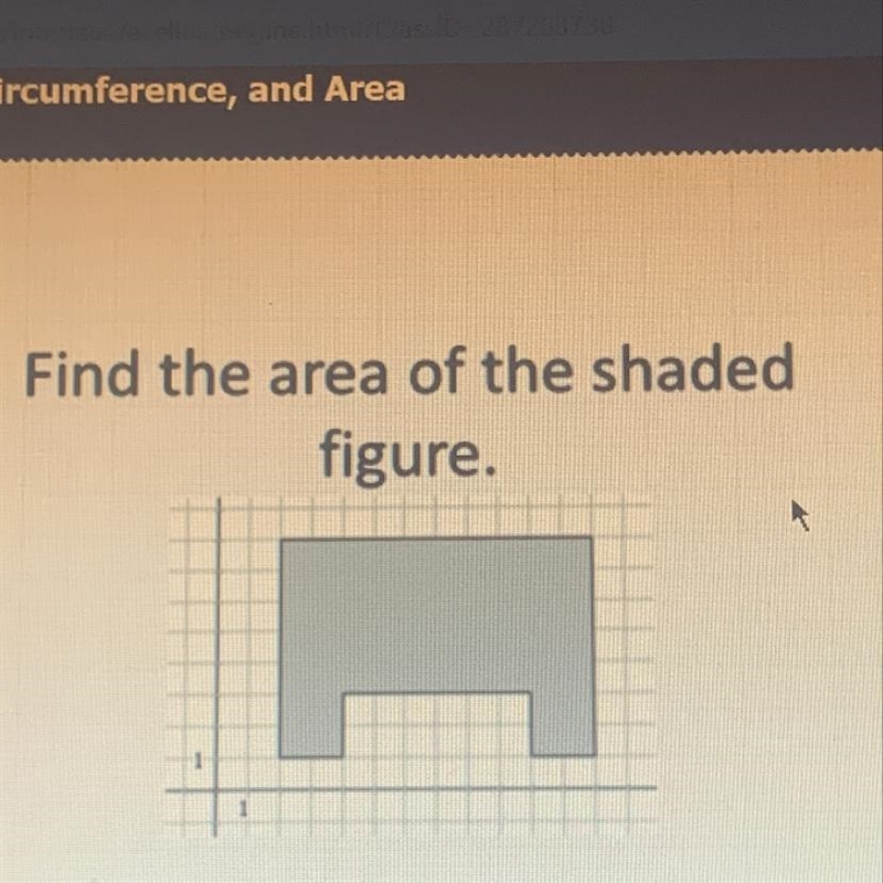 Find the area of the shaded figure. [ ? ] square units-example-1