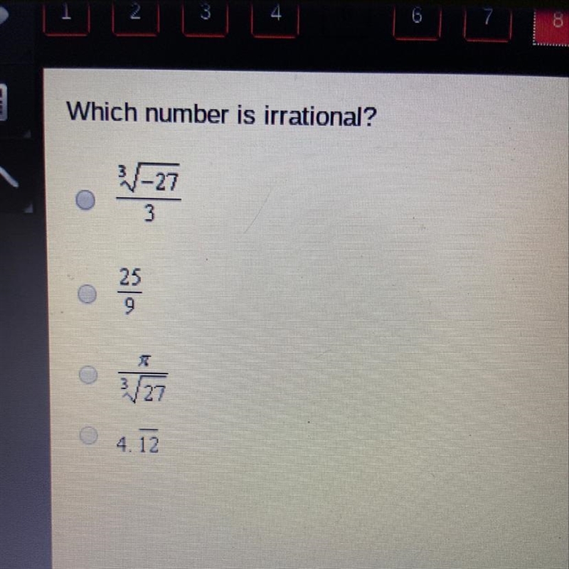 Which number is irrational?-example-1