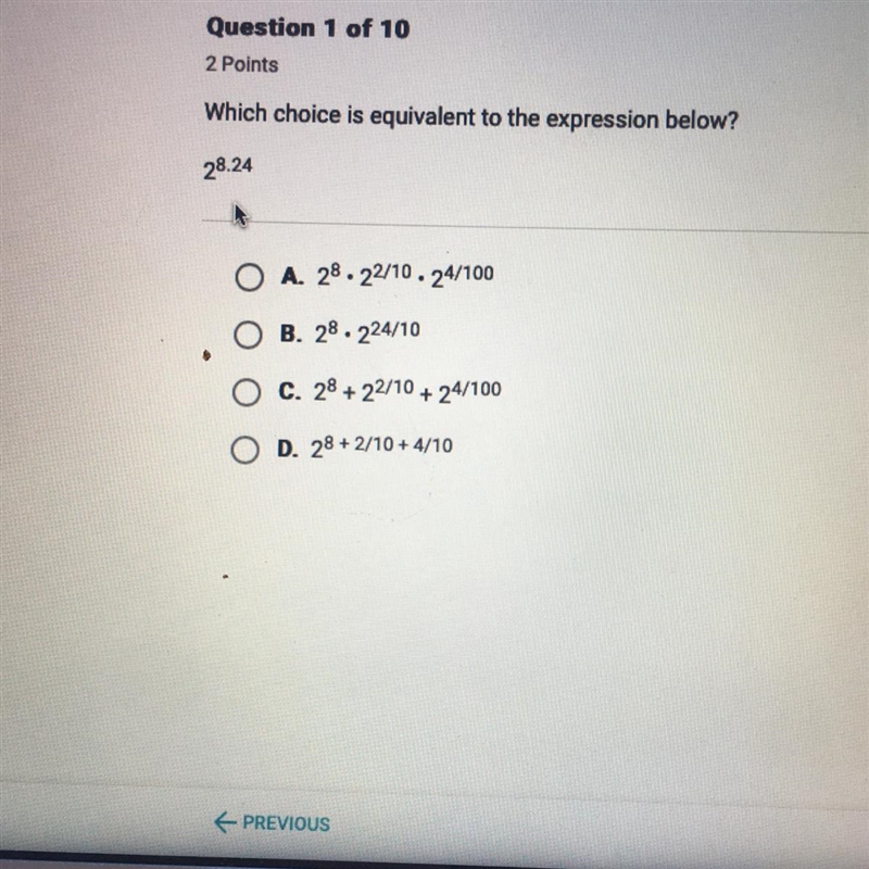 Help?!?? which choice is equivalent to the expression below?-example-1