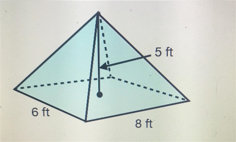 What is the volume of the pyramid? A. 60 ft^3 B. 240 ft^3 C. 106.7 ft^3 D. 80 ft^3-example-1