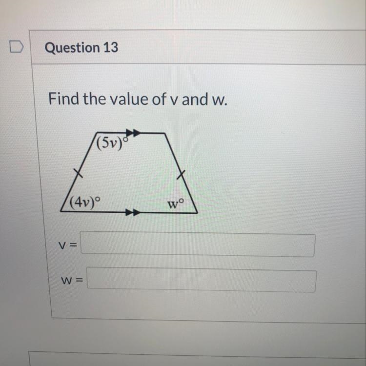 PLLLEASEEEEE!!!!! Find the value of v and w.-example-1