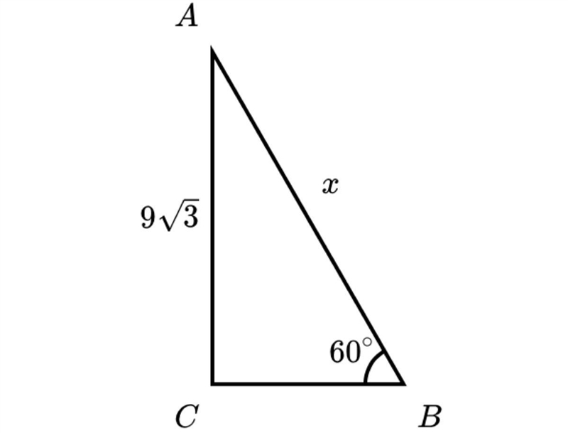 In the triangle shown, B=60 and AC=9√3 how long is AB answer exactly, use a radical-example-1