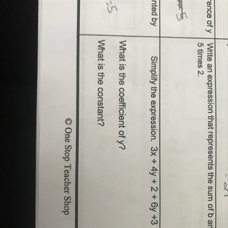 Need help On both please 1.Write an expression that represents the sum of b and 5 times-example-1