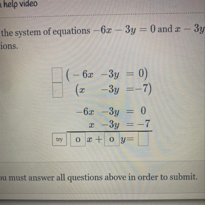 Fill in the blanks with elimination-example-1