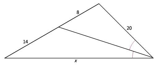 Solve for X. A. 28 5/7 B. 11 3/7 C. 25 D. 35-example-1