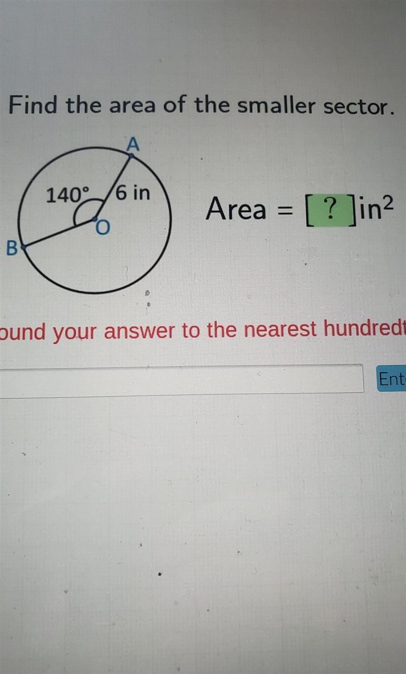 Find the area of the smaller sector ​-example-1