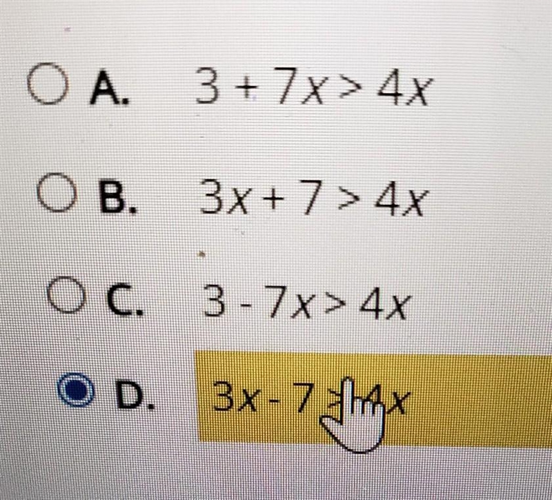 Select the inequality that represents the relationship described below. The sum of-example-1